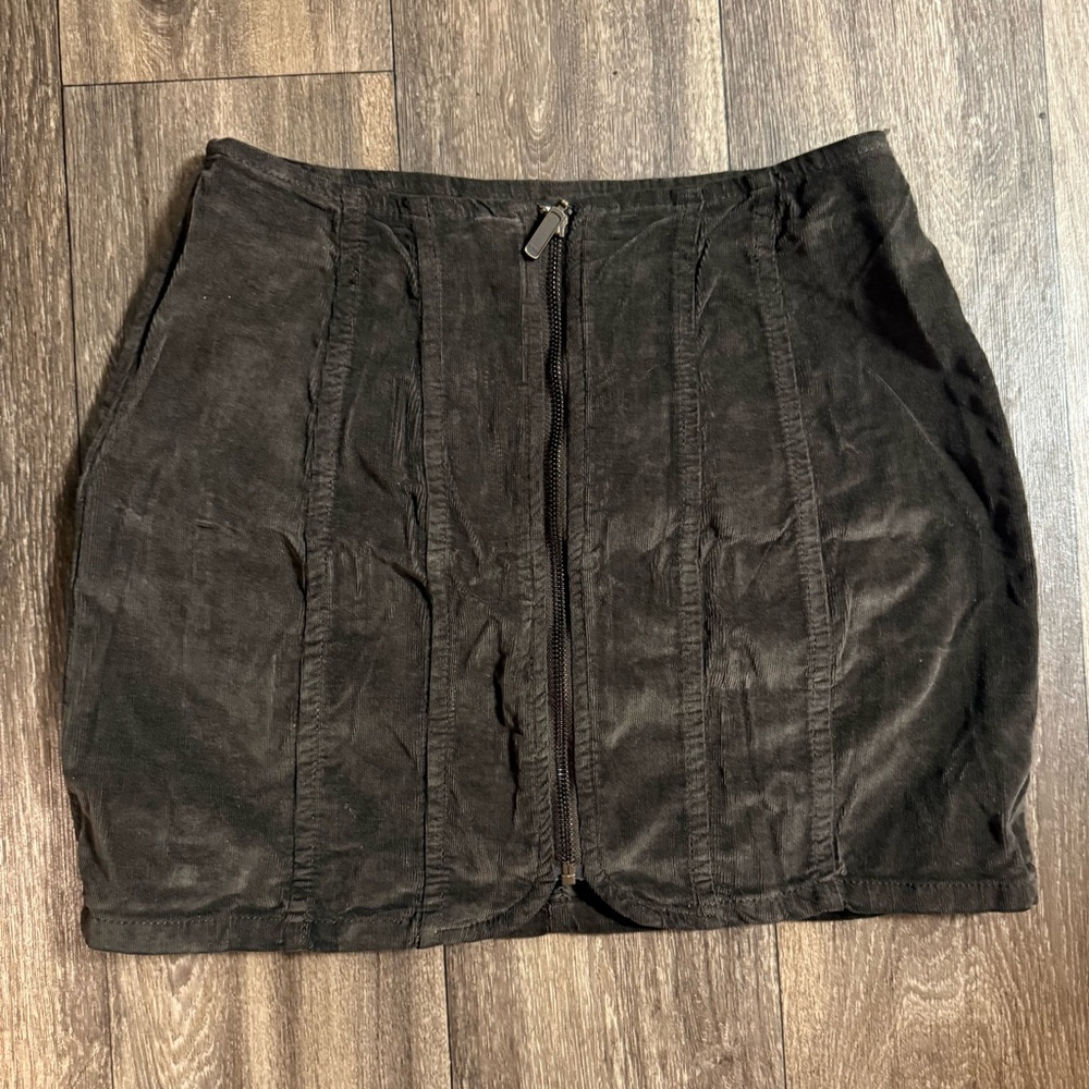 Free People Corduroy Front Zip Skirt